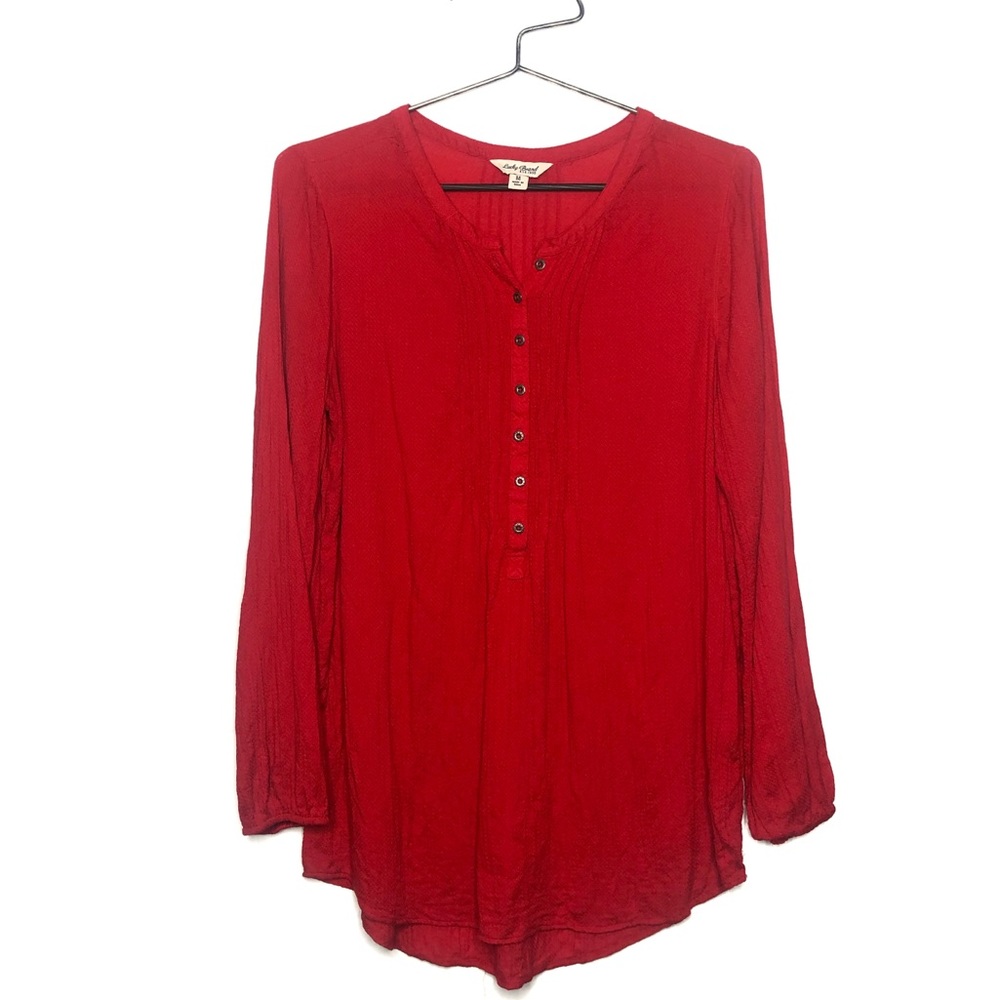 Lucky Brand Red Flowy Blouse Shirt